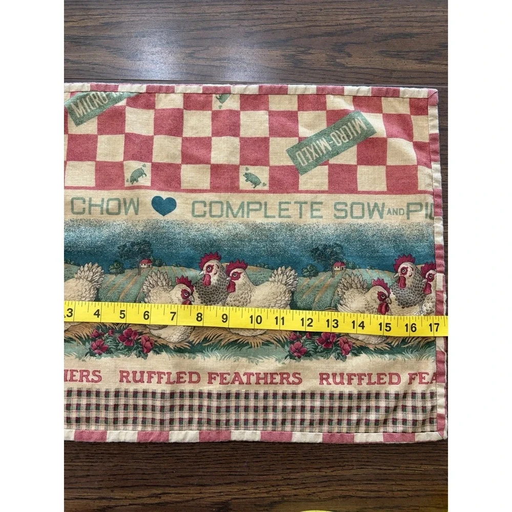 Vintage Feed Sack Style Farmhouse Placemats Set If 4 Rooster Bunny Cottagecore